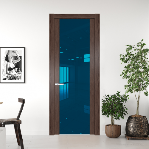 Межкомнатная дверь ProfilDoors 1.7 N.O Дуб Тобакко с вставкой стекла зеркало blue