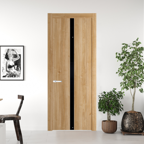 Межкомнатная дверь ProfilDoors 1.8 N.O Дуб Карамель с вставкой стекла черный лак