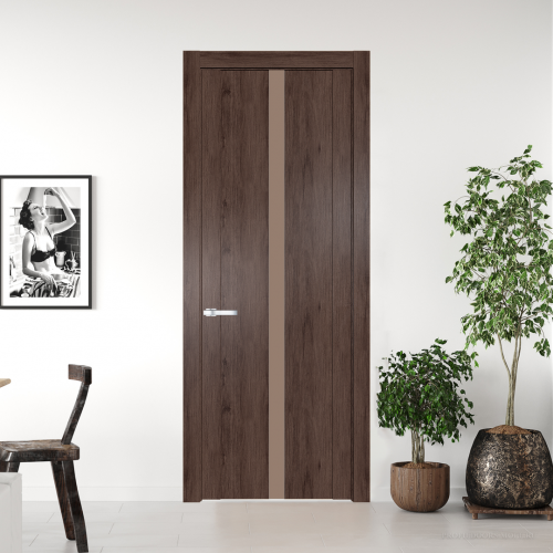 Межкомнатная дверь ProfilDoors 1.8 N.O Дуб Тобакко с вставкой стекла монохром капучино