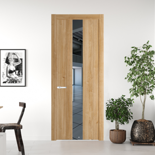 Межкомнатная дверь ProfilDoors 1.9 N.O Дуб Карамель с вставкой стекла зеркало