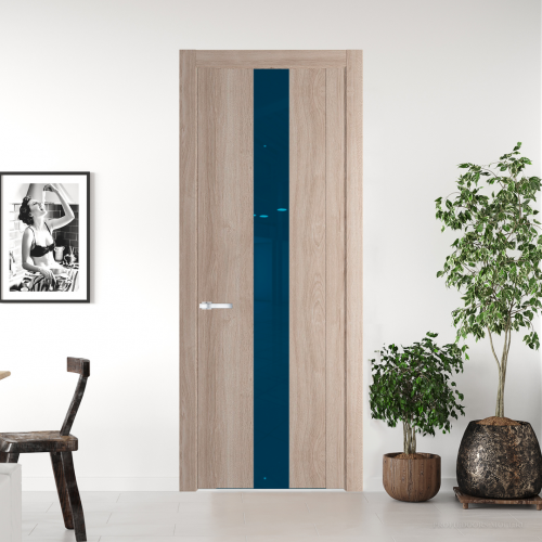 Межкомнатная дверь ProfilDoors 1.9 N.O Дуб Сонома с вставкой стекла зеркало blue