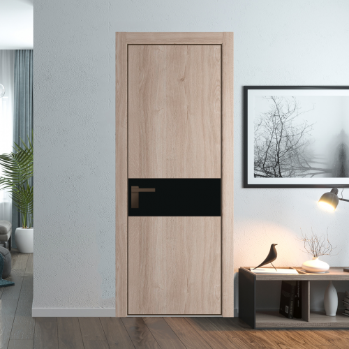 Межкомнатная дверь ProfilDoors 17NA Дуб Сонома профиль Деорэ вставка Монохром черный