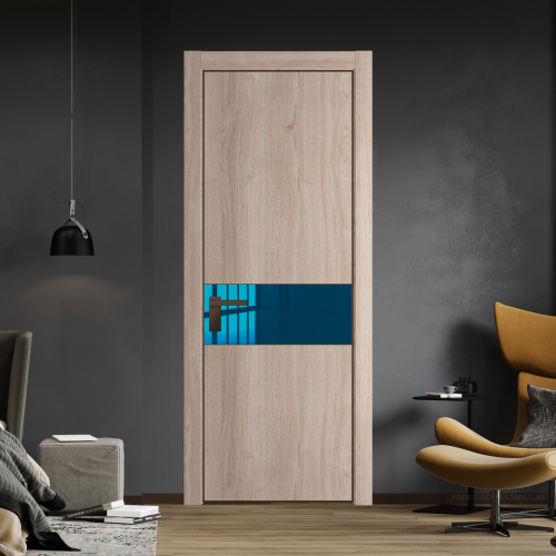 Межкомнатная дверь ProfilDoors 17NA Дуб Сонома профиль Деорэ вставка Зеркало Blue