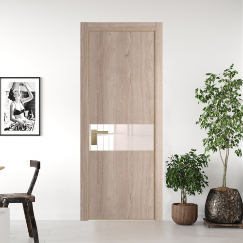 Межкомнатная дверь ProfilDoors 17NA Дуб Сонома профиль Золото вставка Lacobel Перламутровый лак