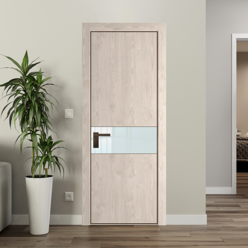 Межкомнатная дверь ProfilDoors 17NA Каштан светлый профиль Деорэ вставка Lacobel Белый лак