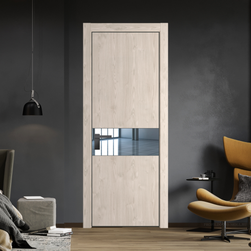 Межкомнатная дверь ProfilDoors 17NA Каштан светлый профиль Серая Ночь вставка Зеркало