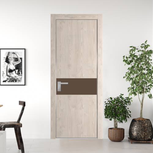 Межкомнатная дверь ProfilDoors 17NA Каштан светлый профиль Серебро вставка Монохром гляссе