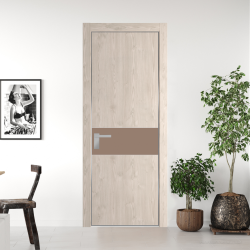 Межкомнатная дверь ProfilDoors 17NA Каштан светлый профиль Серебро вставка Монохром капучино