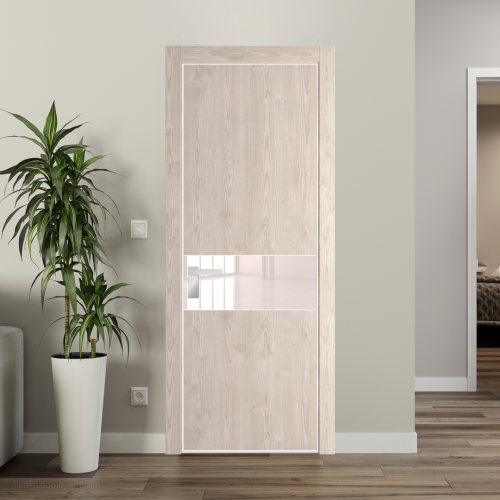 Межкомнатная дверь ProfilDoors 17NA Каштан светлый профиль Вайт вставка Lacobel Перламутровый лак