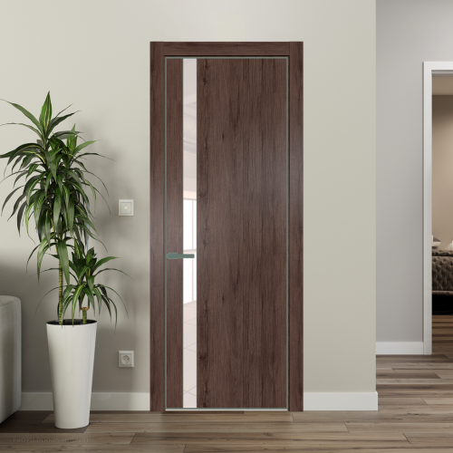 Межкомнатная дверь ProfilDoors 18NA Дуб Тобакко профиль Зеленый воск вставка Lacobel Перламутровый лак