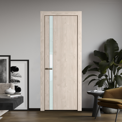 Межкомнатная дверь ProfilDoors 18NA Каштан светлый профиль Деорэ вставка Lacobel Белый лак