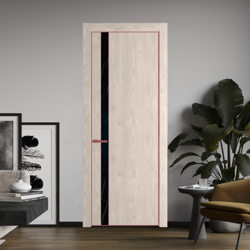 Межкомнатная дверь ProfilDoors 18NA Каштан светлый профиль Красный антрацит вставка Неро мрамор