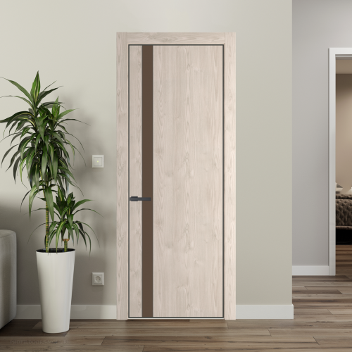 Межкомнатная дверь ProfilDoors 18NA Каштан светлый профиль Серая Ночь вставка Монохром гляссе