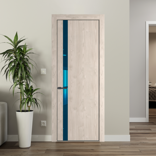 Межкомнатная дверь ProfilDoors 18NA Каштан светлый профиль Серая Ночь вставка Зеркало Blue