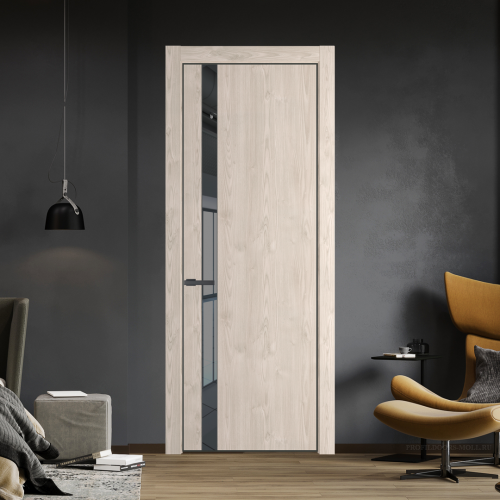 Межкомнатная дверь ProfilDoors 18NA Каштан светлый профиль Серая Ночь вставка Зеркало Grey