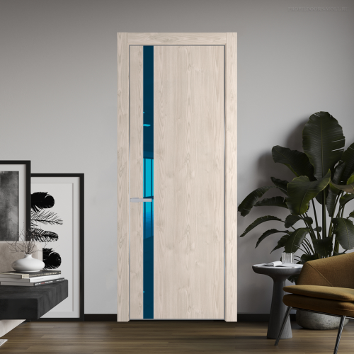 Межкомнатная дверь ProfilDoors 18NA Каштан светлый профиль Серебро вставка Зеркало Blue