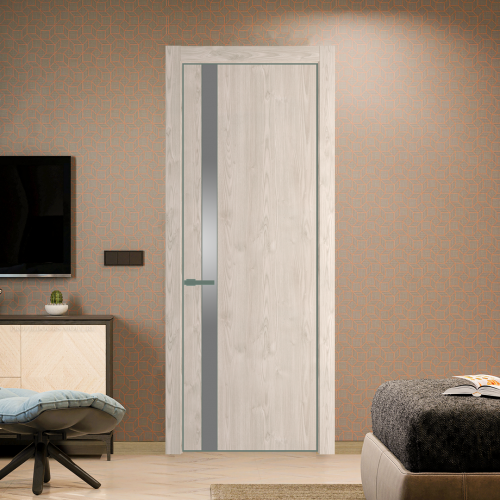 Межкомнатная дверь ProfilDoors 18NA Каштан светлый профиль Зеленый воск вставка Lacobel Серебряный лак