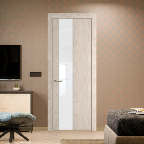 Межкомнатная дверь ProfilDoors 19NA Каштан светлый профиль Никель матовый вставка Лак классик