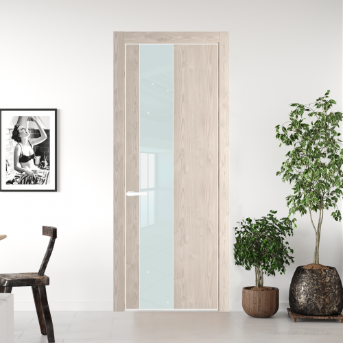 Межкомнатная дверь ProfilDoors 19NA Каштан светлый профиль Вайт вставка Lacobel Белый лак