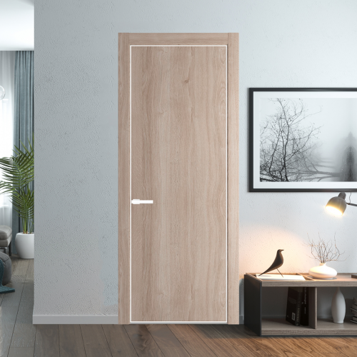 Межкомнатная дверь ProfilDoors 1NA Дуб Сонома профиль Вайт вставка Глухая