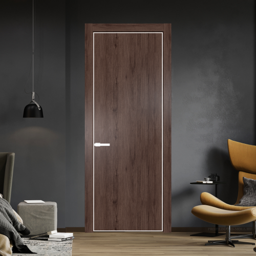 Межкомнатная дверь ProfilDoors 1NA Дуб Тобакко профиль Вайт вставка Глухая