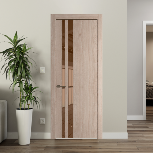 Межкомнатная дверь ProfilDoors 20NA Дуб Сонома профиль Деорэ вставка Зеркало Bronza