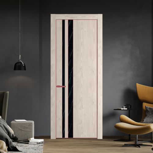 Межкомнатная дверь ProfilDoors 20NA Каштан светлый профиль Красный антрацит вставка Неро мрамор