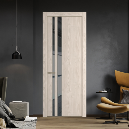 Межкомнатная дверь ProfilDoors 20NA Каштан светлый профиль Никель матовый вставка Зеркало Grey