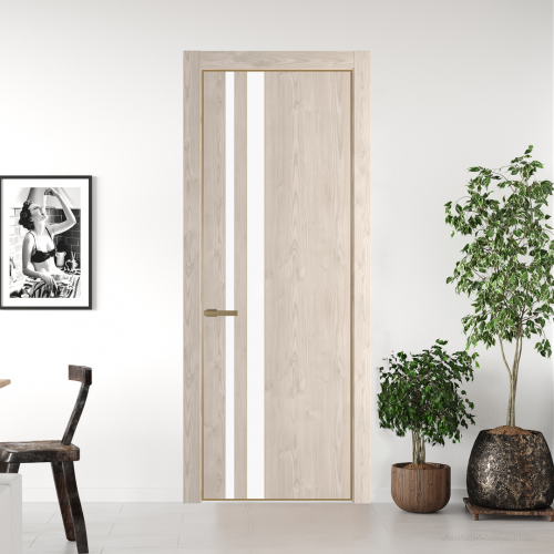 Межкомнатная дверь ProfilDoors 20NA Каштан светлый профиль Золото вставка Монохром белый просветленный