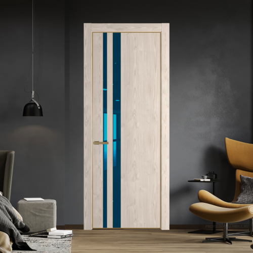 Межкомнатная дверь ProfilDoors 20NA Каштан светлый профиль Золото вставка Зеркало Blue