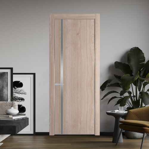 Межкомнатная дверь ProfilDoors 21NA Дуб Сонома профиль Серебро вставка Lacobel Серебряный лак