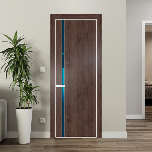 Межкомнатная дверь ProfilDoors 21NA Дуб Тобакко профиль Вайт вставка Зеркало Blue
