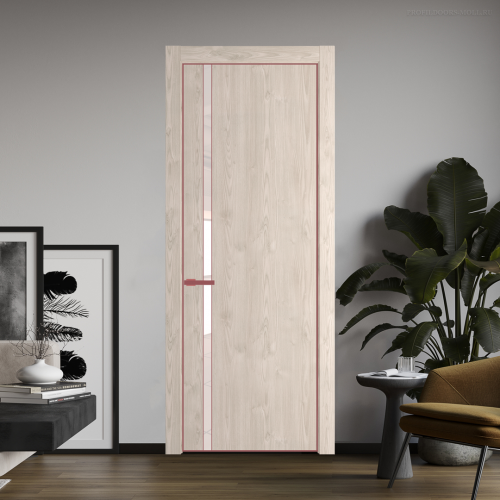 Межкомнатная дверь ProfilDoors 21NA Каштан светлый профиль Красный антрацит вставка Lacobel Перламутровый лак