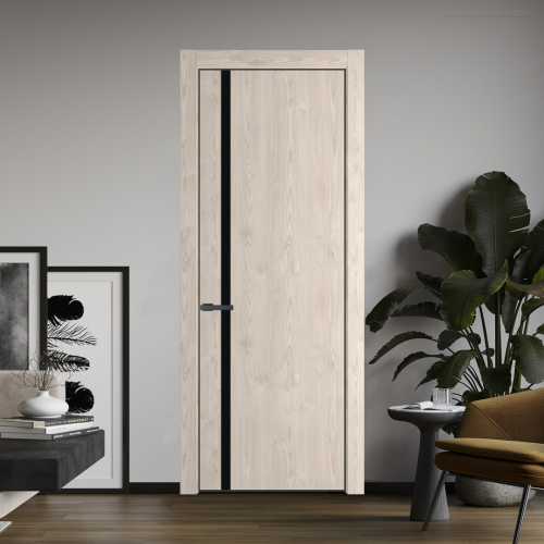 Межкомнатная дверь ProfilDoors 21NA Каштан светлый профиль Серая Ночь вставка Монохром черный