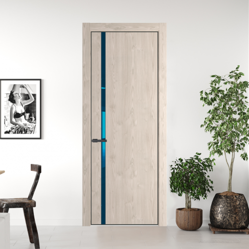 Межкомнатная дверь ProfilDoors 21NA Каштан светлый профиль Серая Ночь вставка Зеркало Blue