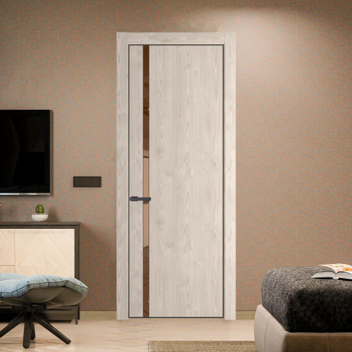 Межкомнатная дверь ProfilDoors 21NA Каштан светлый профиль Серая Ночь вставка Зеркало Bronza