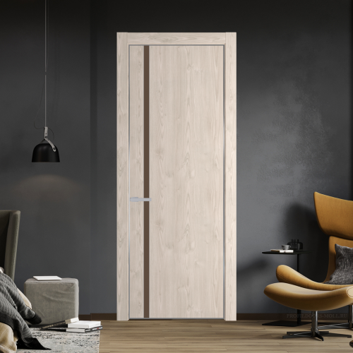 Межкомнатная дверь ProfilDoors 21NA Каштан светлый профиль Серебро вставка Монохром гляссе