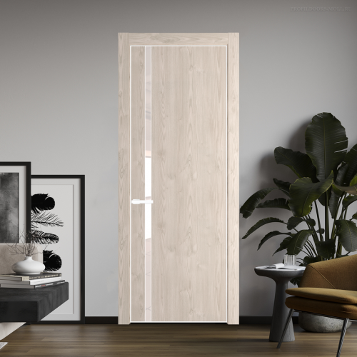 Межкомнатная дверь ProfilDoors 21NA Каштан светлый профиль Вайт вставка Lacobel Перламутровый лак
