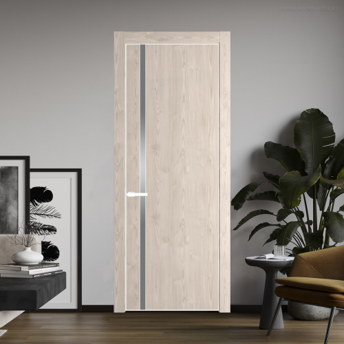 Межкомнатная дверь ProfilDoors 21NA Каштан светлый профиль Вайт вставка Lacobel Серебряный лак
