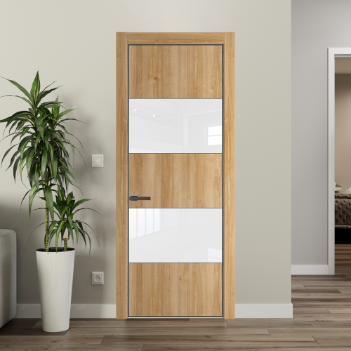 Межкомнатная дверь ProfilDoors 22NA Дуб Карамель профиль Серая Ночь вставка Лак классик