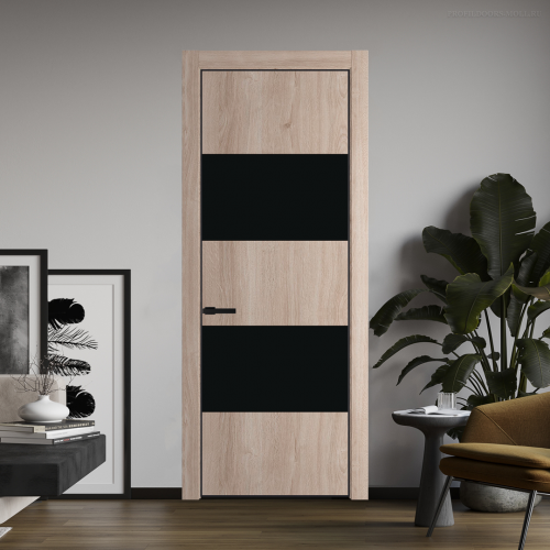 Межкомнатная дверь ProfilDoors 22NA Дуб Сонома профиль Черный матовый вставка Монохром черный