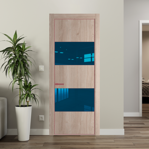 Межкомнатная дверь ProfilDoors 22NA Дуб Сонома профиль Красный антрацит вставка Зеркало Blue