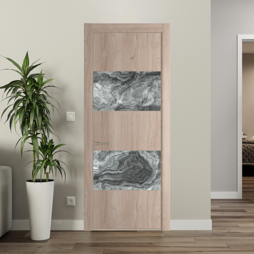 Межкомнатная дверь ProfilDoors 22NA Дуб Сонома профиль Никель матовый вставка Атриум серебро