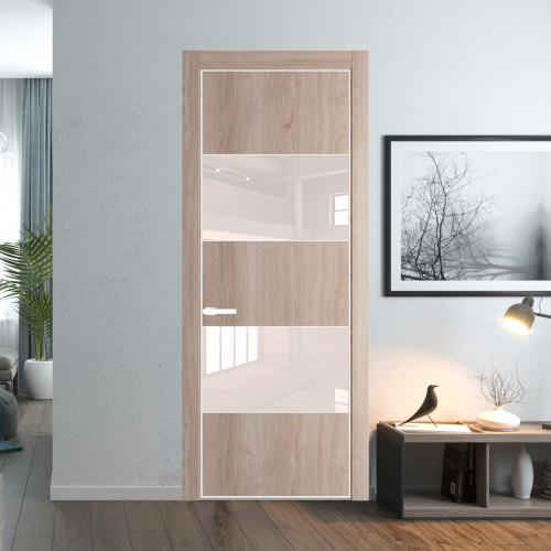 Межкомнатная дверь ProfilDoors 22NA Дуб Сонома профиль Вайт вставка Lacobel Перламутровый лак