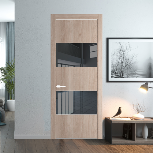 Межкомнатная дверь ProfilDoors 22NA Дуб Сонома профиль Вайт вставка Зеркало Grey