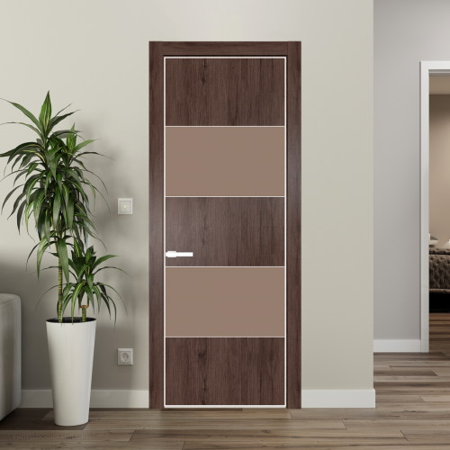 Межкомнатная дверь ProfilDoors 22NA Дуб Тобакко профиль Вайт вставка Монохром капучино