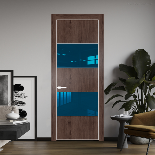 Межкомнатная дверь ProfilDoors 22NA Дуб Тобакко профиль Вайт вставка Зеркало Blue