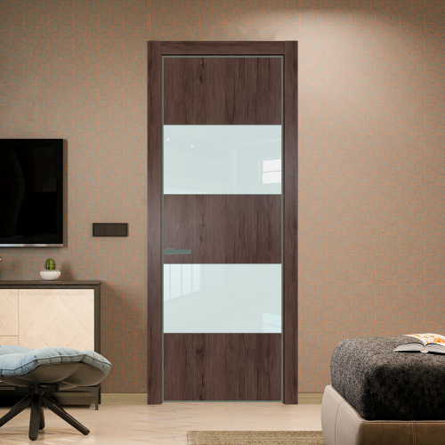 Межкомнатная дверь ProfilDoors 22NA Дуб Тобакко профиль Зеленый воск вставка Lacobel Белый лак