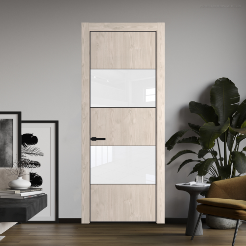 Межкомнатная дверь ProfilDoors 22NA Каштан светлый профиль Черный матовый вставка Лак классик