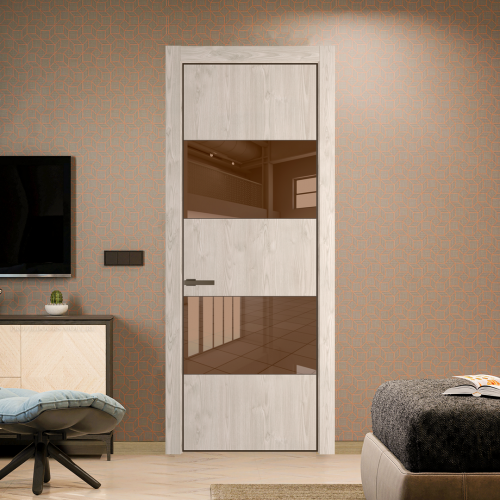 Межкомнатная дверь ProfilDoors 22NA Каштан светлый профиль Деорэ вставка Зеркало Bronza